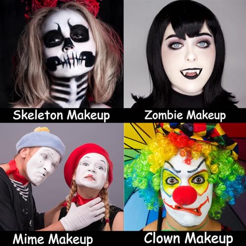 MEICOLY Clown Makeup Kit - Black White Red Face Paint, Pro Oil Based SFX Makeup with Brushes & Sponges