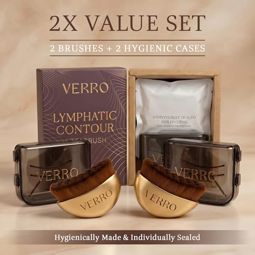 VERRO Gold Lymphatic Face Brush Set - 2 Pack for Sculpting & Drainage