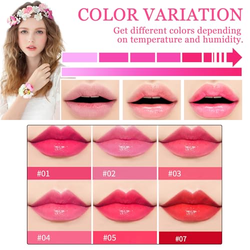 7PCS Aloe Vera Color Changing Lipstick Set for Women – Moisturizing Tinted Lip Balm & Gloss