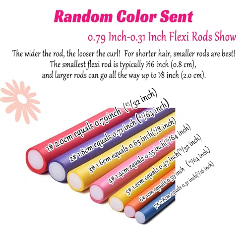 Royota 30PCS Flexible Foam Hair Curlers - Heatless Twist Flexirods for Short to Long Hair, 3 Colors, 0.47 Inch Diameter