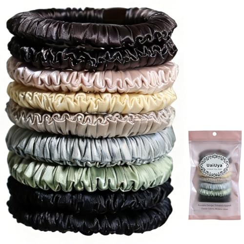 9PCS Skinny Satin Scrunchies - Gentle Anti-Frizz Hair Ties for Women