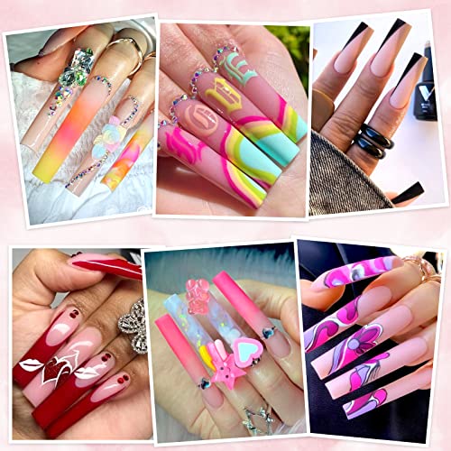 SITELENABY No C Curve 3XL Square Nail Tips - Clear Acrylic Fake Nails, 360 pcs