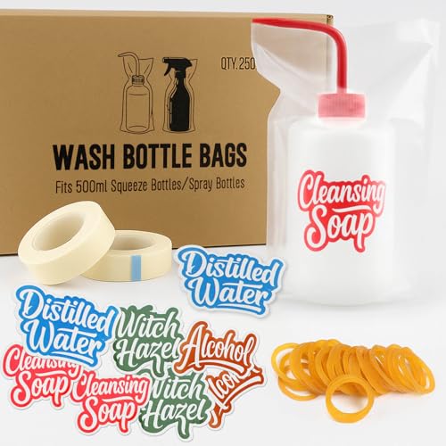 Clear Tattoo Bottle Bag Kit – 250PCS for 17oz/500ml Bottles