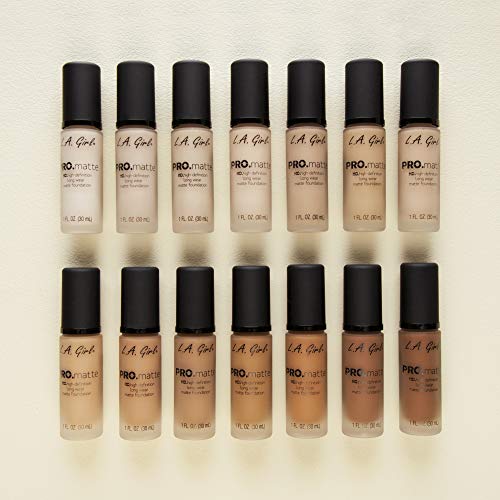 L.A. Girl PRO.Matte Foundation - Light Tan GLM676, 2-Pack Long-Lasting