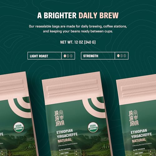 Organic Ethiopian Yirgacheffe Coffee Beans - Light Roast 12 oz