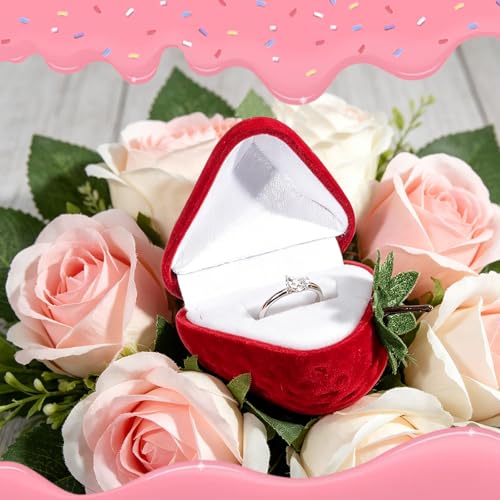 Wowagoga Strawberry Ring Box | Cute Velvet Jewelry Storage