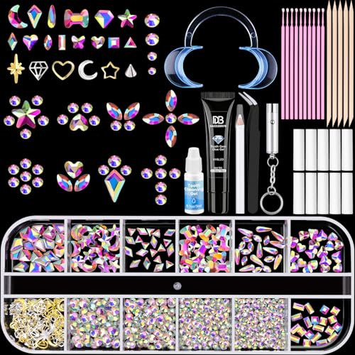 DAZZLEBRITE 12 Grids AB Tooth Gem Kit with Crystals for Teeth Art