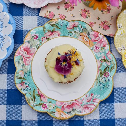 Talking Tables Vintage Floral Paper Plates - Pack of 24, 7 Inch