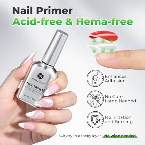 Luckyfairy Nail Dehydrator & Primer Kit - Acid-Free, HEMA-Free
