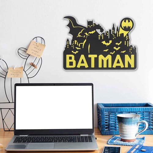 Batman Silhouette Wall Art | Vintage Bat Signal Metal Sign