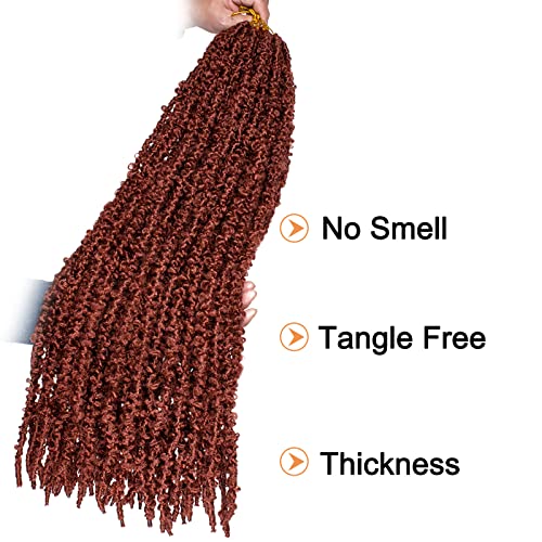 ZRQ 2 Packs 30 Inch Distressed Butterfly Locs Crochet Braids Pre-Looped Ginger Goddess Faux Locs