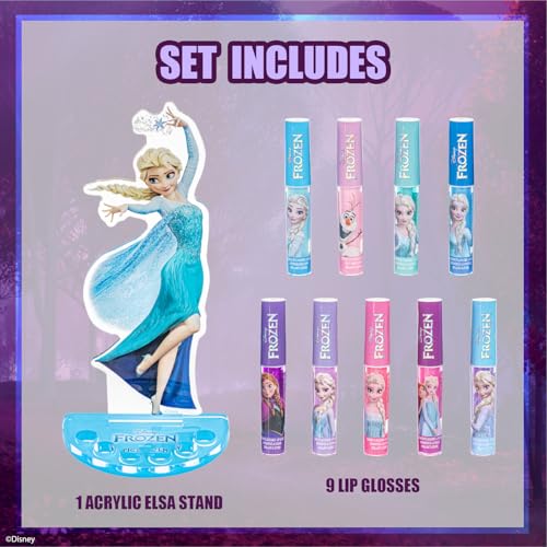 Disney Frozen Elsa Lip Gloss Set with 9 Flavors & Display Stand