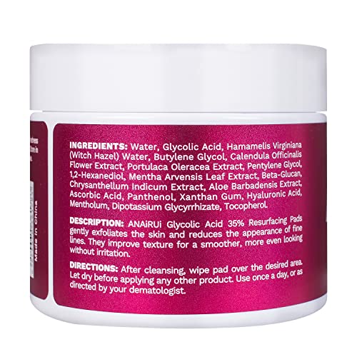 ANAI RUI 35% Glycolic Acid Exfoliating Pads - 80 Count with Witch Hazel & Calendula