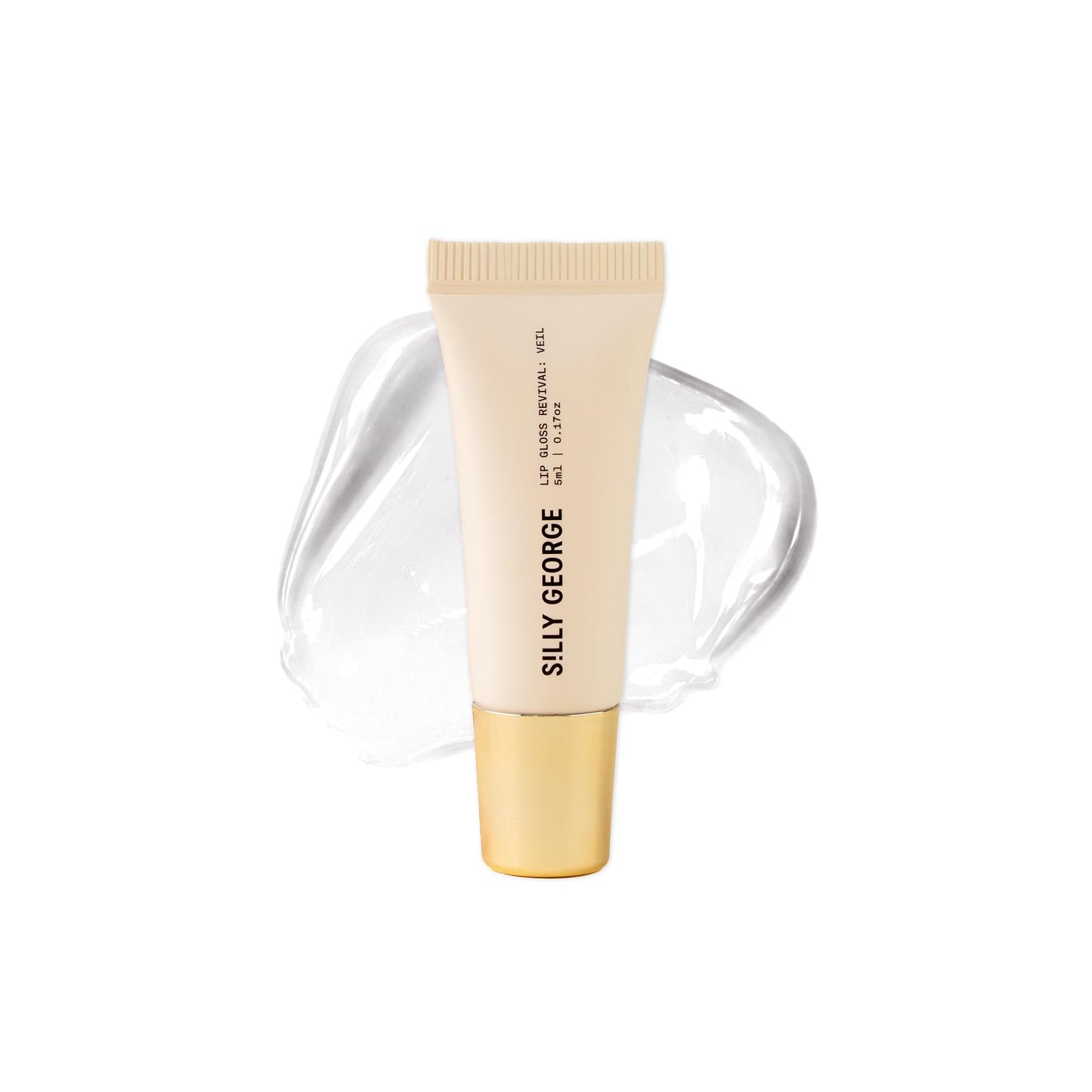 Silly George Lip Gloss Revival - Glossy Hydrating Shine with Peptides, Shea Butter, & Moisturizing Argan, Macadamia, Babassu Oil for Dry Lips, Clean Beauty Products, Veil, Travel Size 5ml Tube