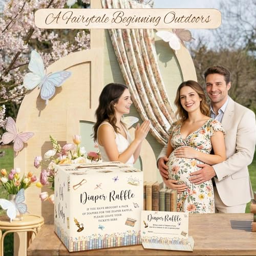 Storybook Baby Shower Diaper Raffle Box with 50 Tickets