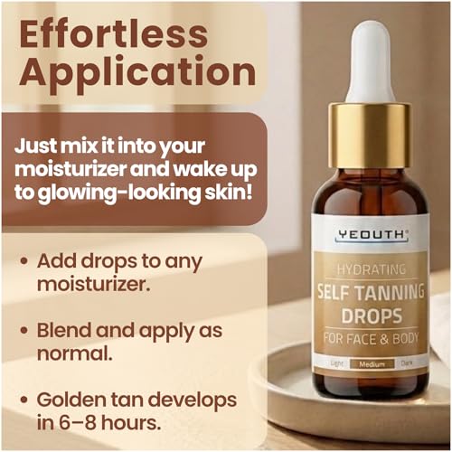 YEOUTH Face Tanning Drops - Customizable Self Tan for Glowing Skin