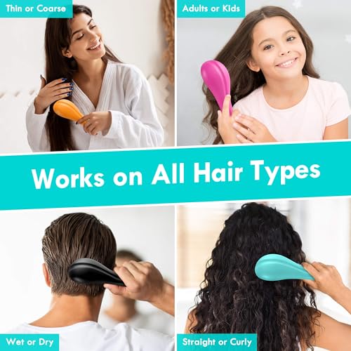 Aussumy Detangling Hair Brush Set - 2 Pack for Kids & Adults, Purple & Blue