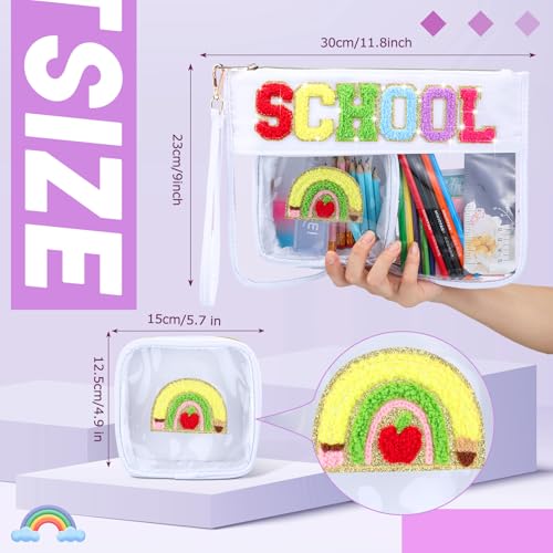 Pencils Theme Clear Makeup Bag - 2 Pcs Waterproof PVC Pouch
