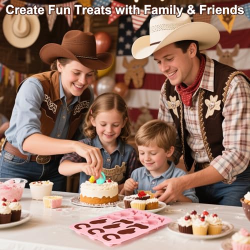Palksky Cowboy Chocolate Molds - 2 Pack Silicone Baking Molds for Western Treats
