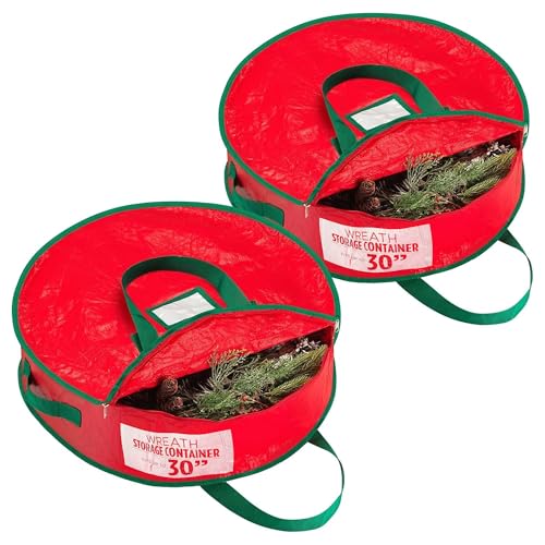 Handy Laundry Christmas Wreath Storage Bag - 36" Durable & Zippered, 2-Pack