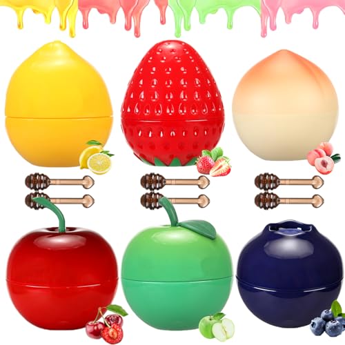 6-Piece Fruit Honey Lip Mask & Balm Set - Moisturizing Propolis Treatment