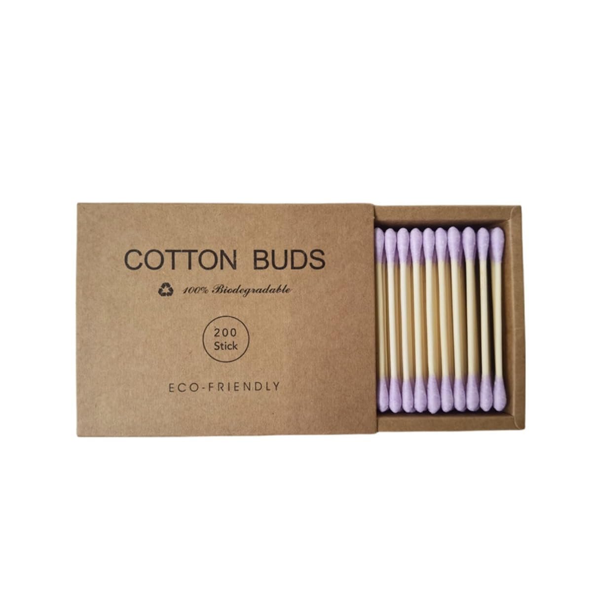 Premium Cotton Swabs - Biodegradable Organic Double Tips for Ear Wax Removal | 200 Count, Black