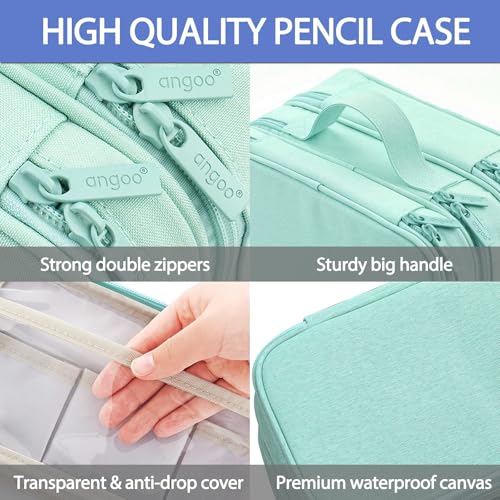 Large Capacity Canvas Pencil Case with 3 Compartments - Black