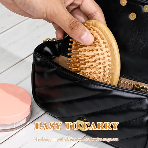 Portable Bamboo Hair Brush - Anti-Static Scalp Massage Comb
