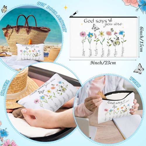 Chunful 10-Pack Inspirational Canvas Makeup Bags - White Religious Gift