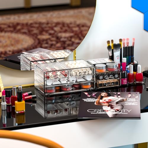 Clear Acrylic Makeup Organizer with 6 Drawers - Stackable Vanity Storage