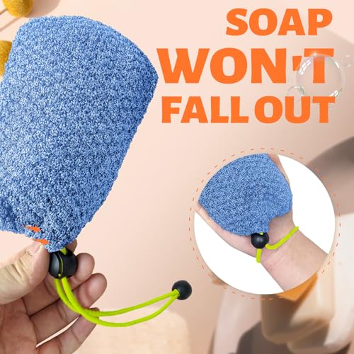 MIG4U Exfoliating Soap Saver Bag - 2 Bamboo Shower Pouches