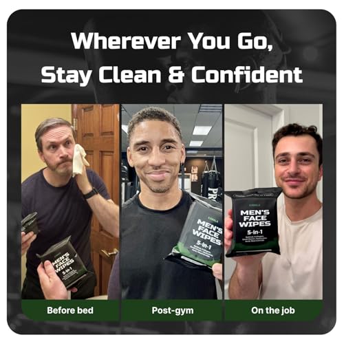 Kawala 5-in-1 Men’s Face Cleansing Wipes – Anti-Aging & Acne-Prone Skin