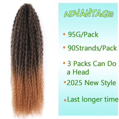 TATOUS 20 Inch Deep Twist Braiding Hair Extensions 3 Packs Afro Kinky Curly Crochet