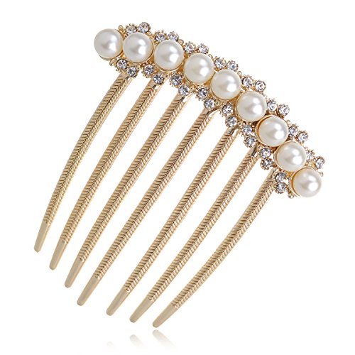 IPINK Bridal Rhinestone Pearl Hair Comb - Wedding Hair Accessory