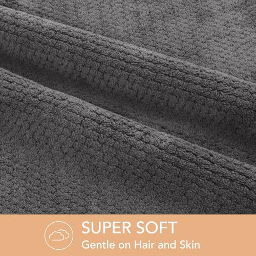 SINLAND Microfiber Hair Drying Cap Towel - Dark Grey, 3 Pack