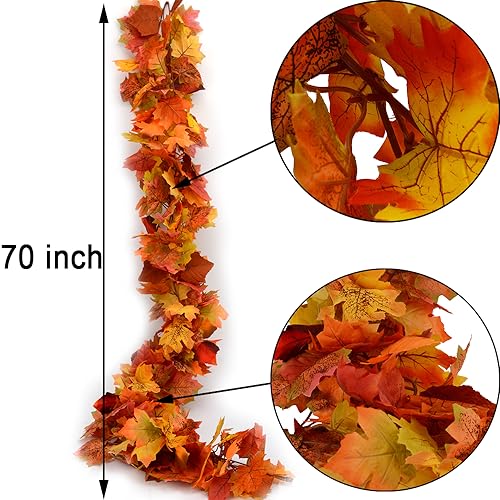 Handic 3 Pack Fall Maple Leaf Garland - 5.9ft Each for Thanksgiving Decor