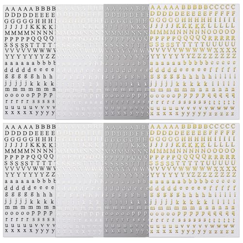 3D Alphabet Nail Art Stickers - 8 Sheets Self-Adhesive Decals