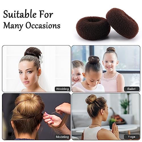 Brown Hair Bun Maker Set 12pcs Large Donuts for Thick Hair & Elegant Updos - Size L