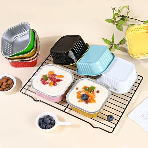40 Pack Mini Cake Pans with Lids - 5oz Aluminum Baking Cups