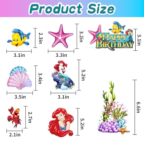 Mermaid Cake Decorations Set - 10 Ocean Themed Toppers for Birthdays