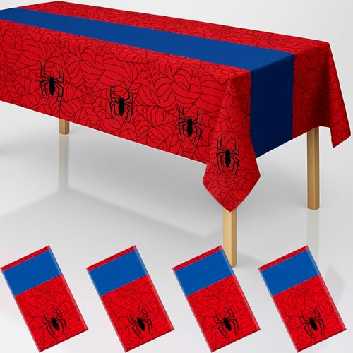 Spider Tablecloths (4 Pack) - 54x108 Inch Disposable Plastic for Parties