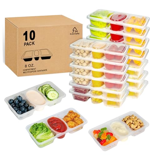 MACTANO 8 oz Reusable Snack Containers - 10 Sets with Lids