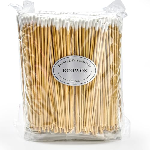 1000 Cotton Swabs - 6" Long Bamboo Handle, Lint-Free Tips