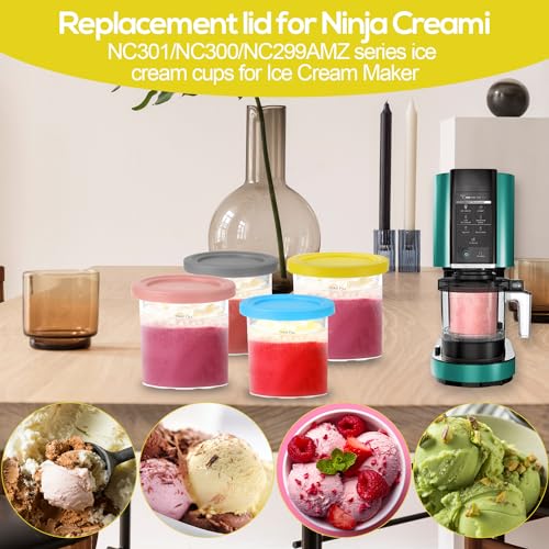 Silicone Ice Cream Container Lids - 4 Pack for Ninja Creami