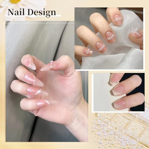 Nail Art Beads & Pearls Kit with Tweezers and Brush Tools