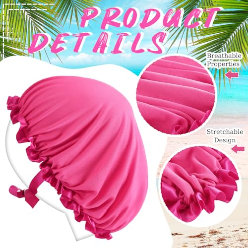 Vinsatin 4 Pcs Tanning Face Cover Hair Caps Pink & Blue Nonwoven Fabric