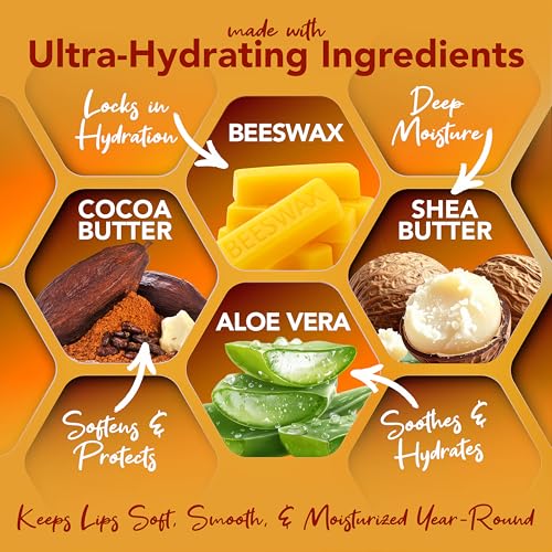 Nature's Bees Cocoa Butter Lip Balm 8 Flavors 24 Pack Cherry Citrus Mint Coconut Mango Olive Shea Original