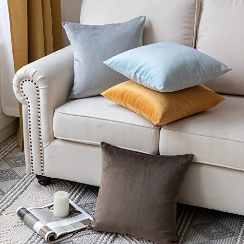 Phantoscope Velvet Throw Pillow Covers - Pack of 2, 20x20 inches, Turquoise