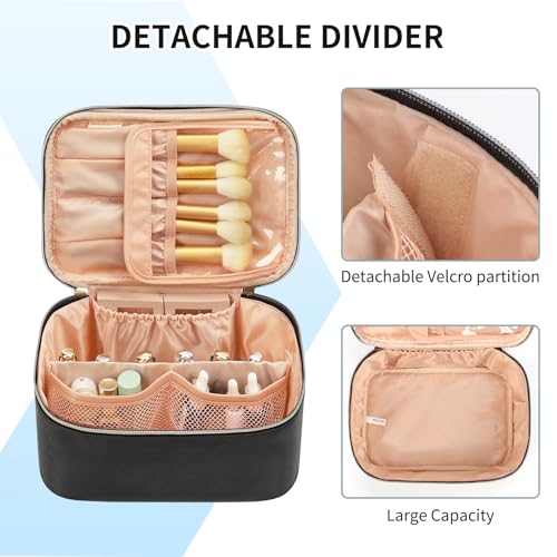 OCHEAL Large Capacity Travel Makeup Bag with Dividers & Handle