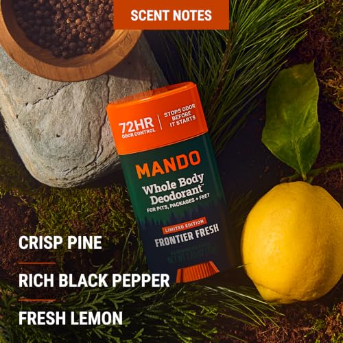 Mando Frontier Fresh Whole Body Deodorant for Men - 2.6 Oz Smooth Solid Stick, Aluminum & Baking Soda Free